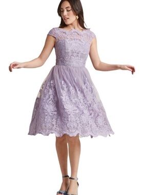 Chi Chi London Exquisite Elegance Prom Dress Size 12 Lilac Lace Fit & Flare NWOT